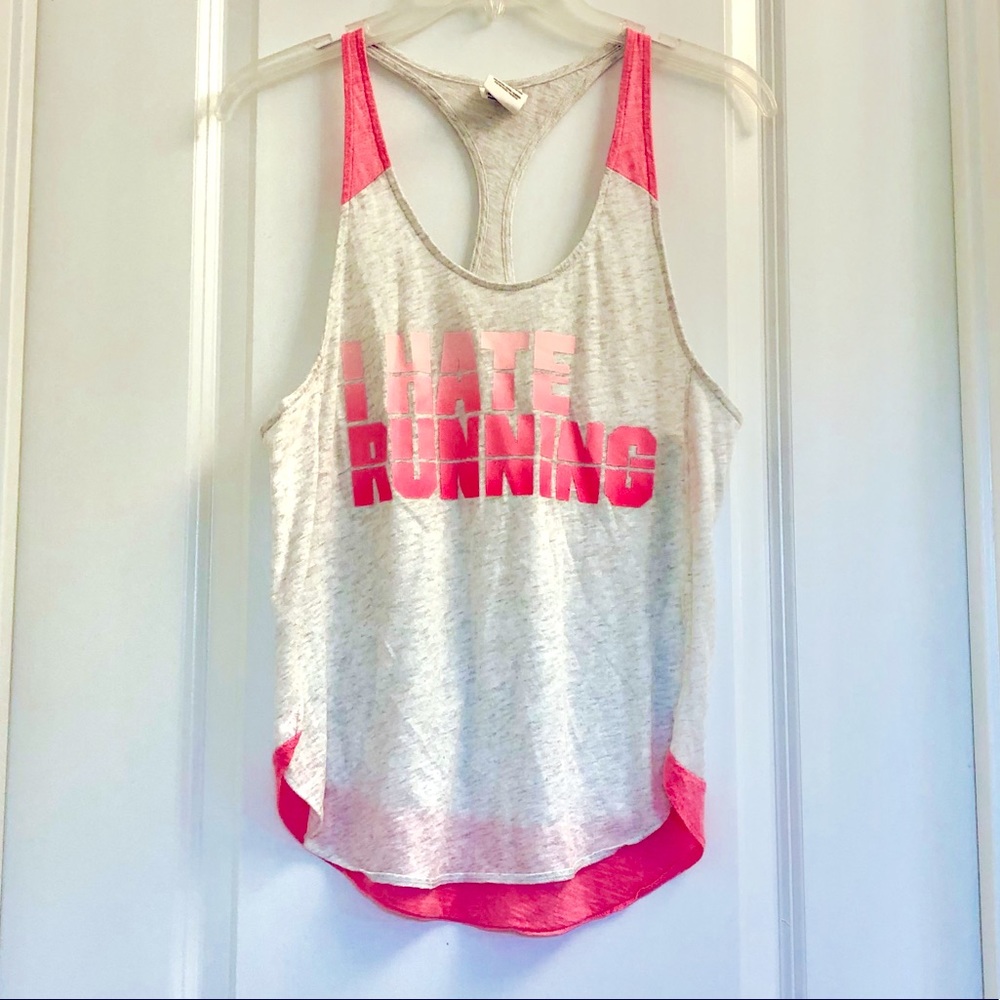 VS PINK XS I Hate Running Racerback Tank